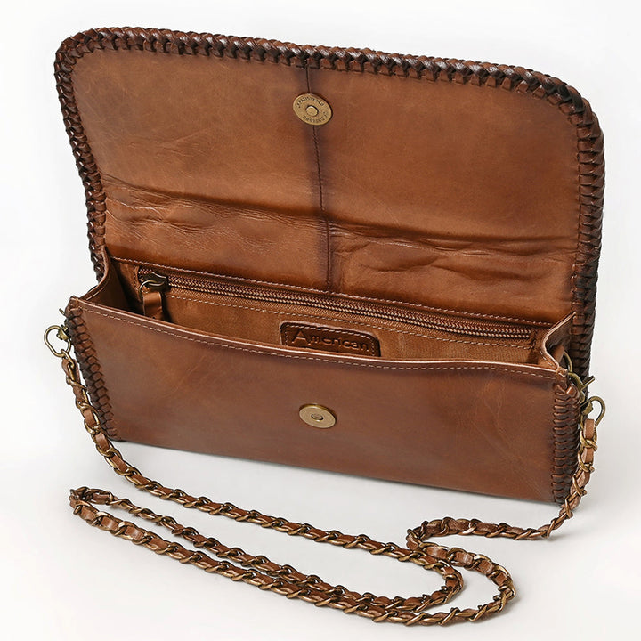 American Darling Brown Quilted Genuine Leather Crossbody Bag