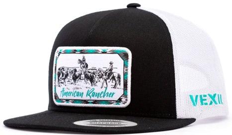 Vexil American Rancher Checking Cows Black and White Ball Cap - West 20 Saddle Co.
