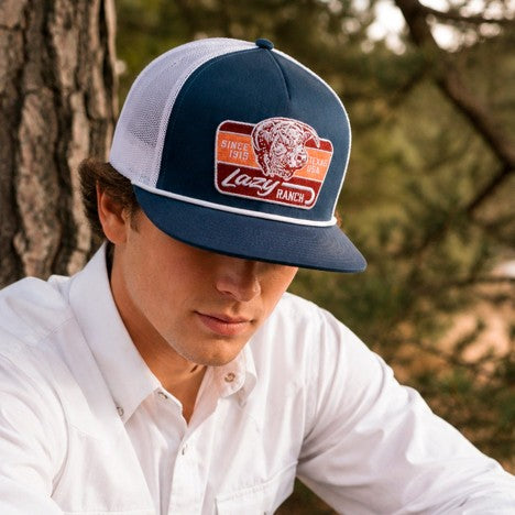 Lazy J Ranch Royal Blue & White Texas Rust Classic Rope Trucker Hat