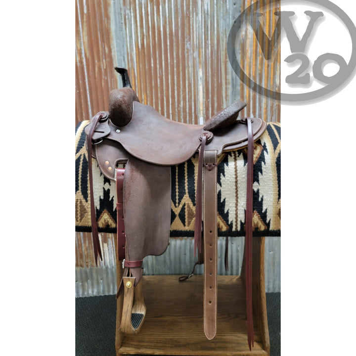 West 20 Custom Roughout Round Skirt Ranch Cutter by RW Bowman Western Saddle