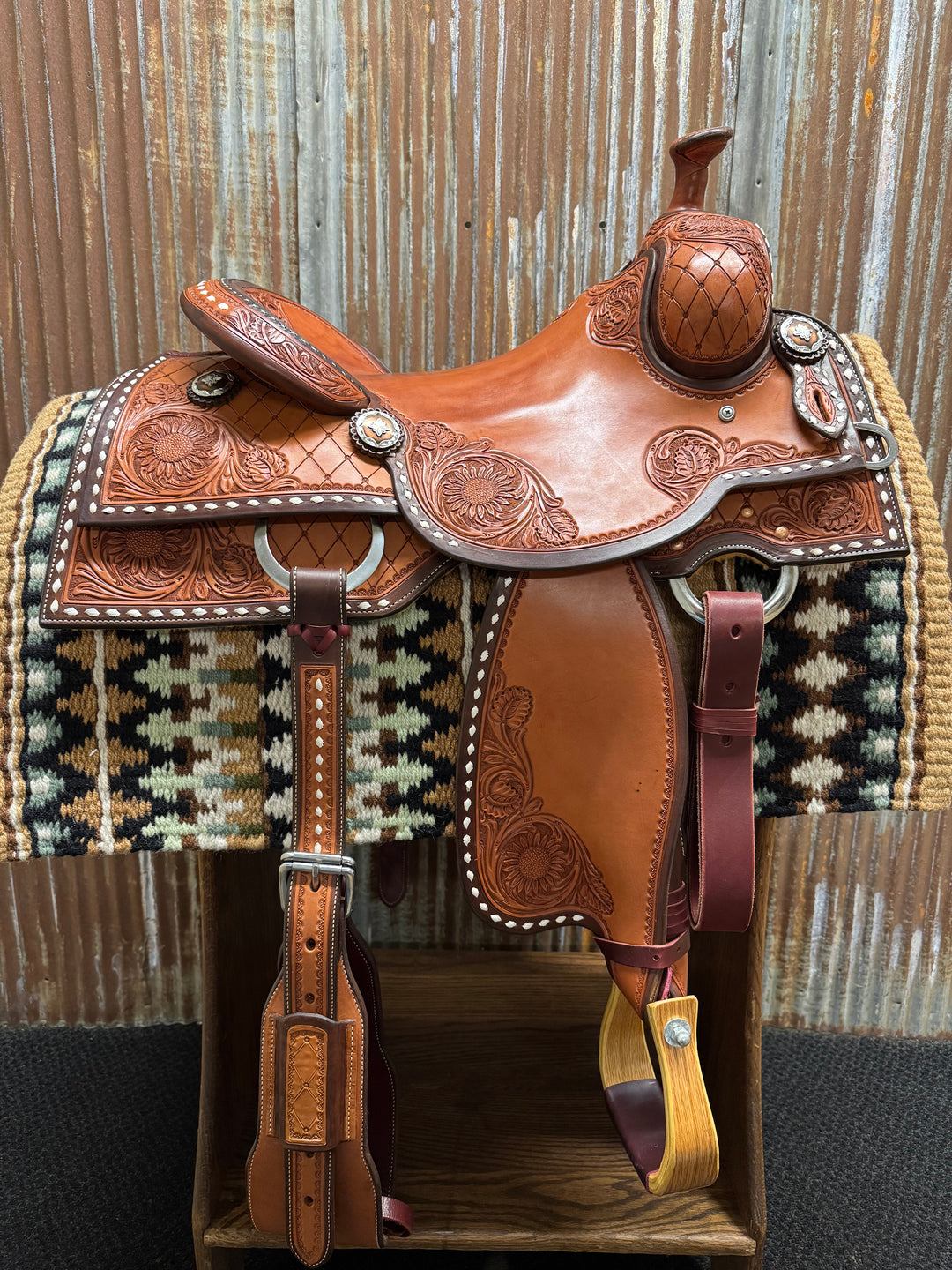 West 20 Custom Sunflower and Leaf Cowhorse Saddle by RW Bowman