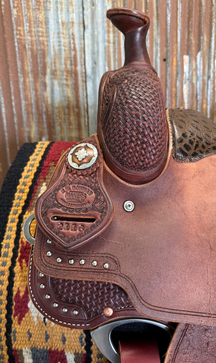 RW Bowman Custom Dark Chocolate Crocodile All Around Saddle