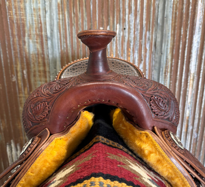 RW Bowman Custom Dark Chocolate Crocodile All Around Saddle