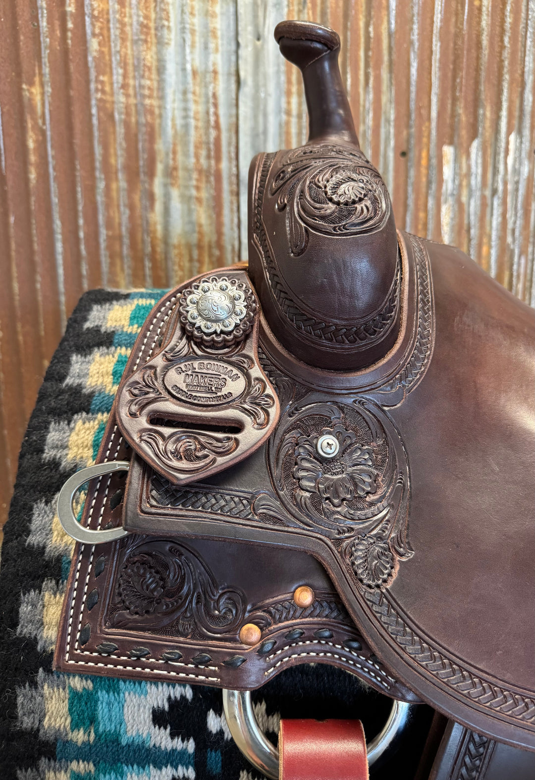 RW Bowman Custom Black Buckstitch Ranch Cutter