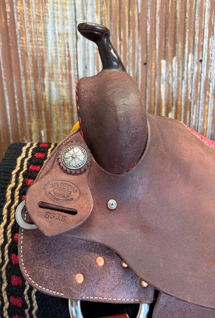 RW Bowman Cranberry Buckstitch Ostrich Barrel Saddle