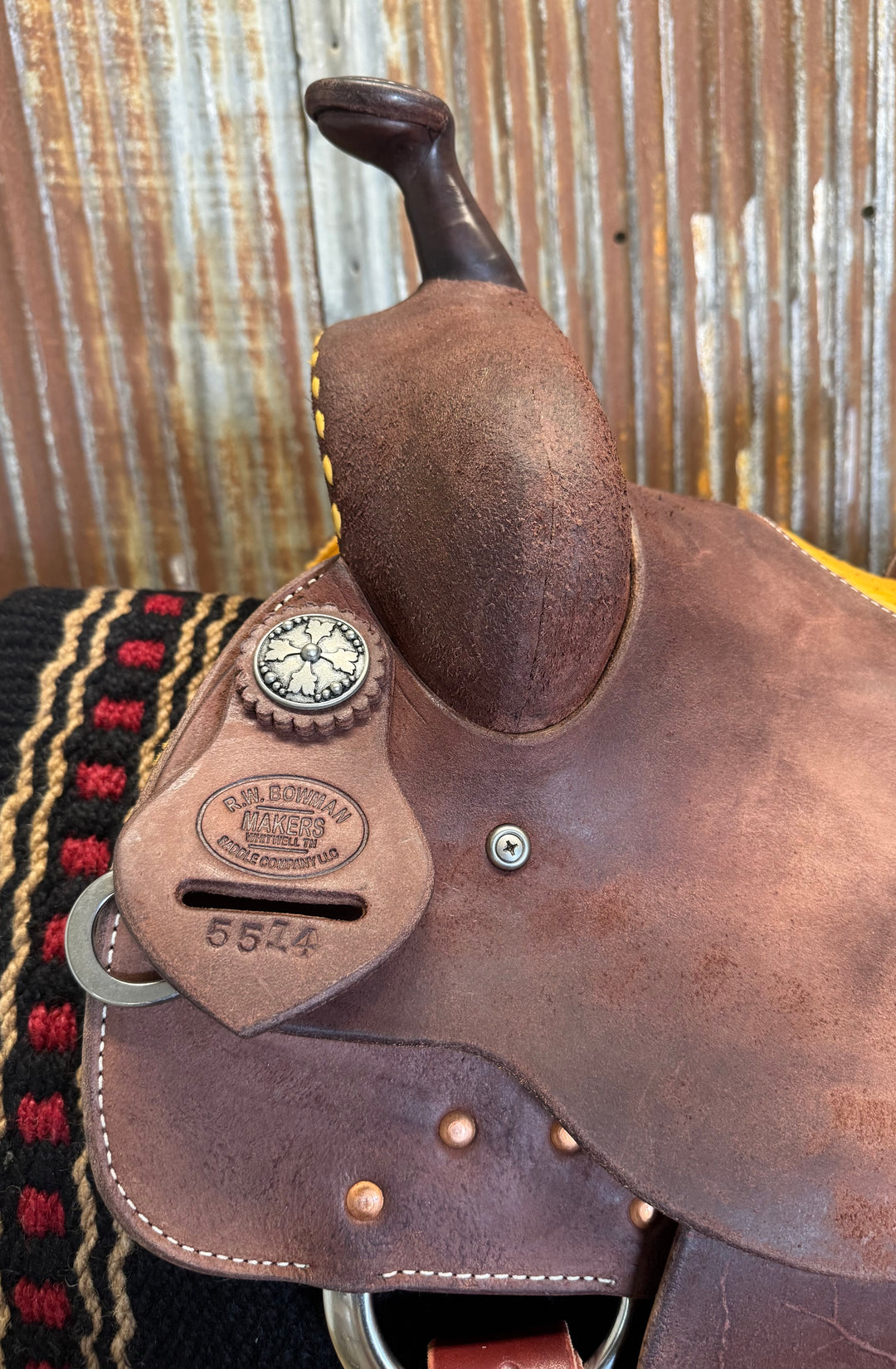 RW Bowman Golden Buckstitch Ostrich Barrel Saddle