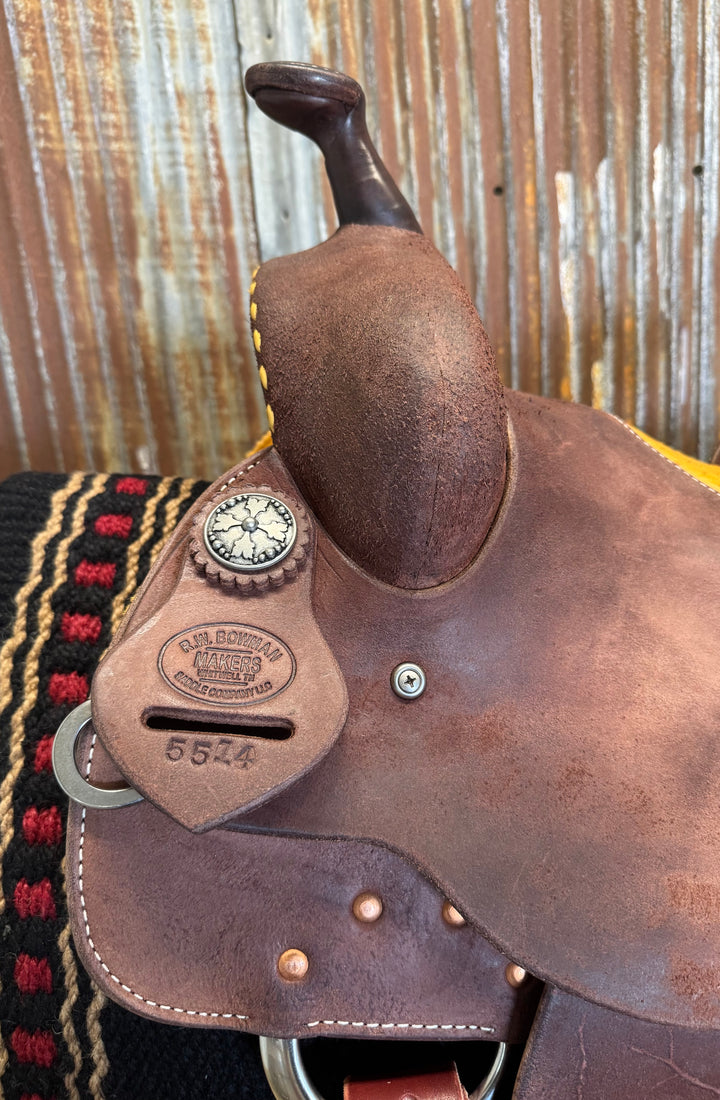 RW Bowman Golden Buckstitch Ostrich Barrel Saddle