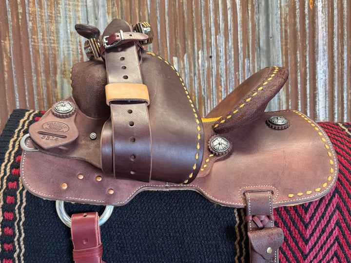 RW Bowman Golden Buckstitch Ostrich Barrel Saddle