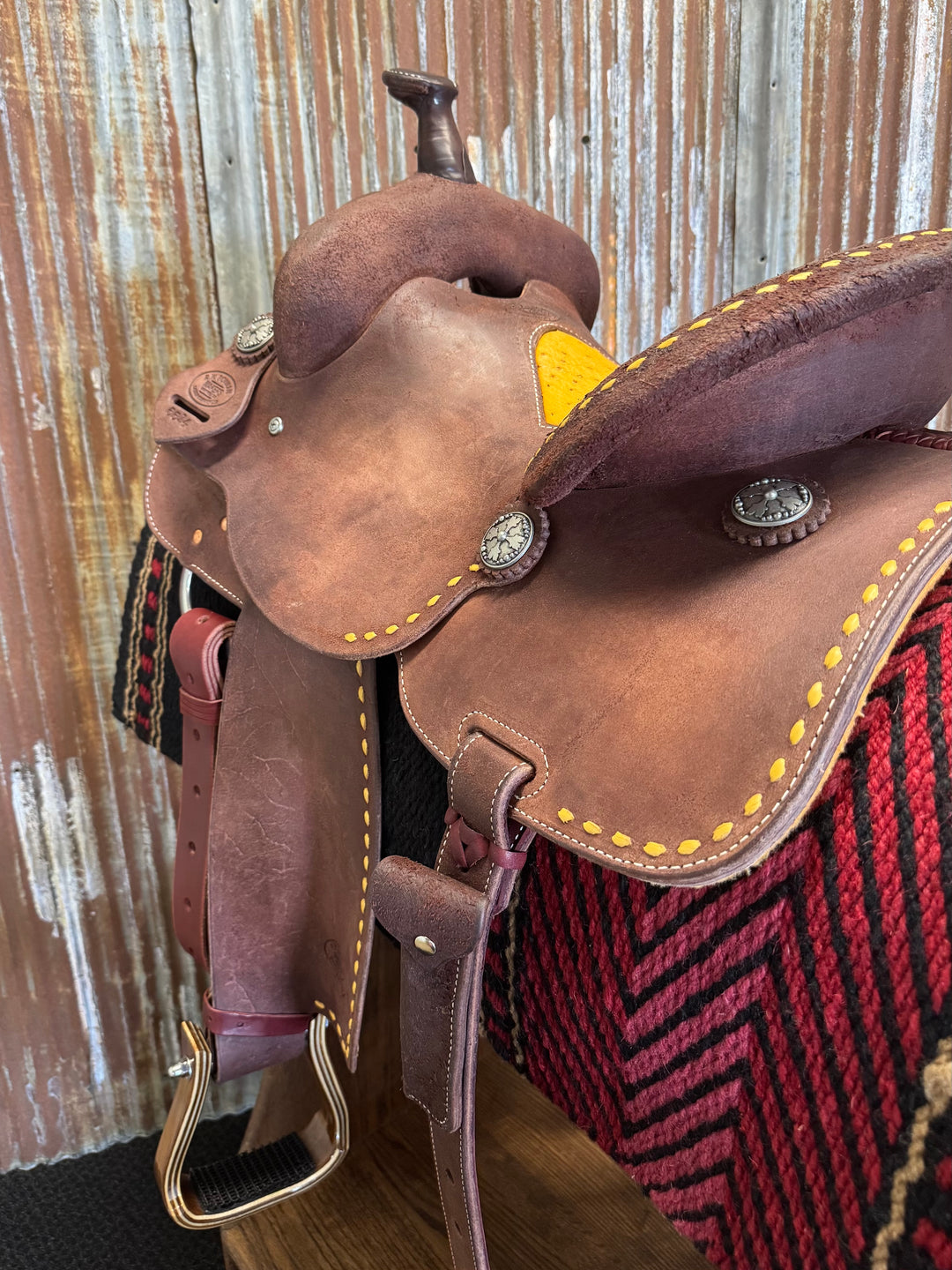 RW Bowman Golden Buckstitch Ostrich Barrel Saddle