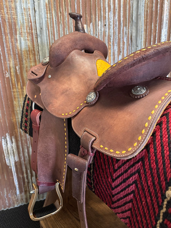 RW Bowman Golden Buckstitch Ostrich Barrel Saddle