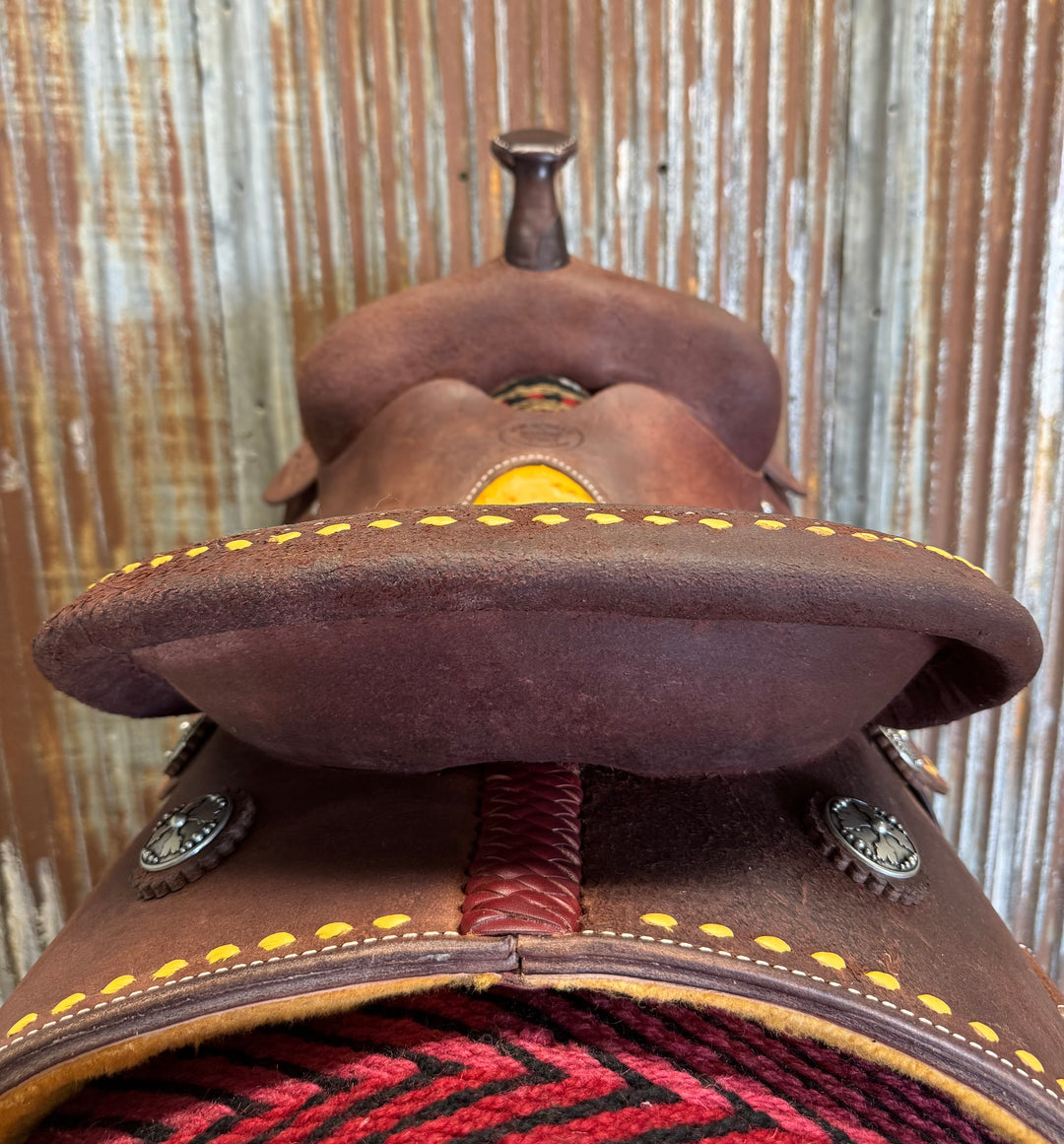 RW Bowman Golden Buckstitch Ostrich Barrel Saddle