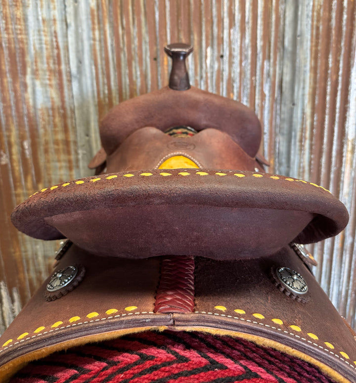 RW Bowman Golden Buckstitch Ostrich Barrel Saddle