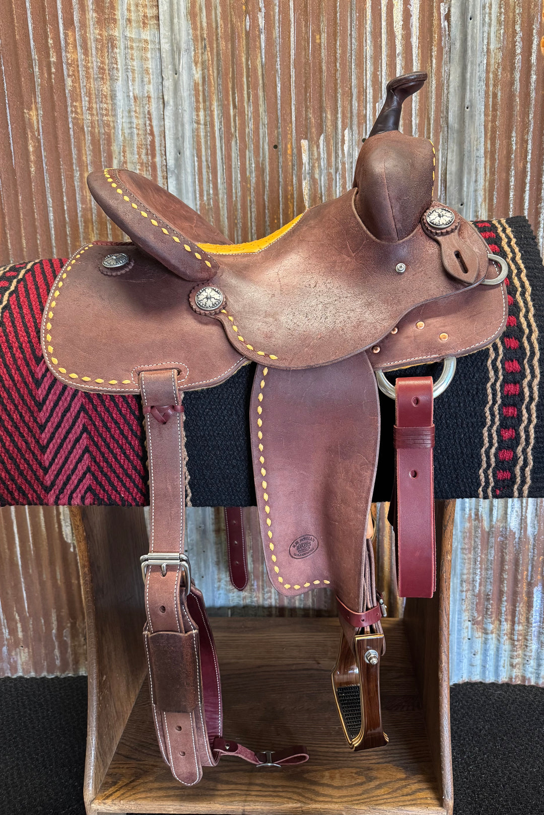 RW Bowman Golden Buckstitch Ostrich Barrel Saddle