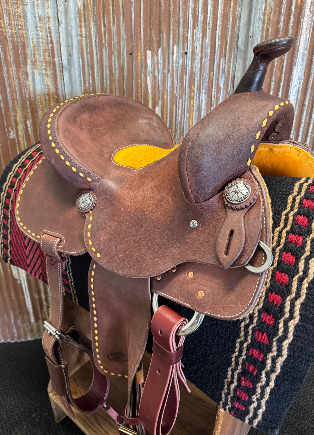RW Bowman Golden Buckstitch Ostrich Barrel Saddle