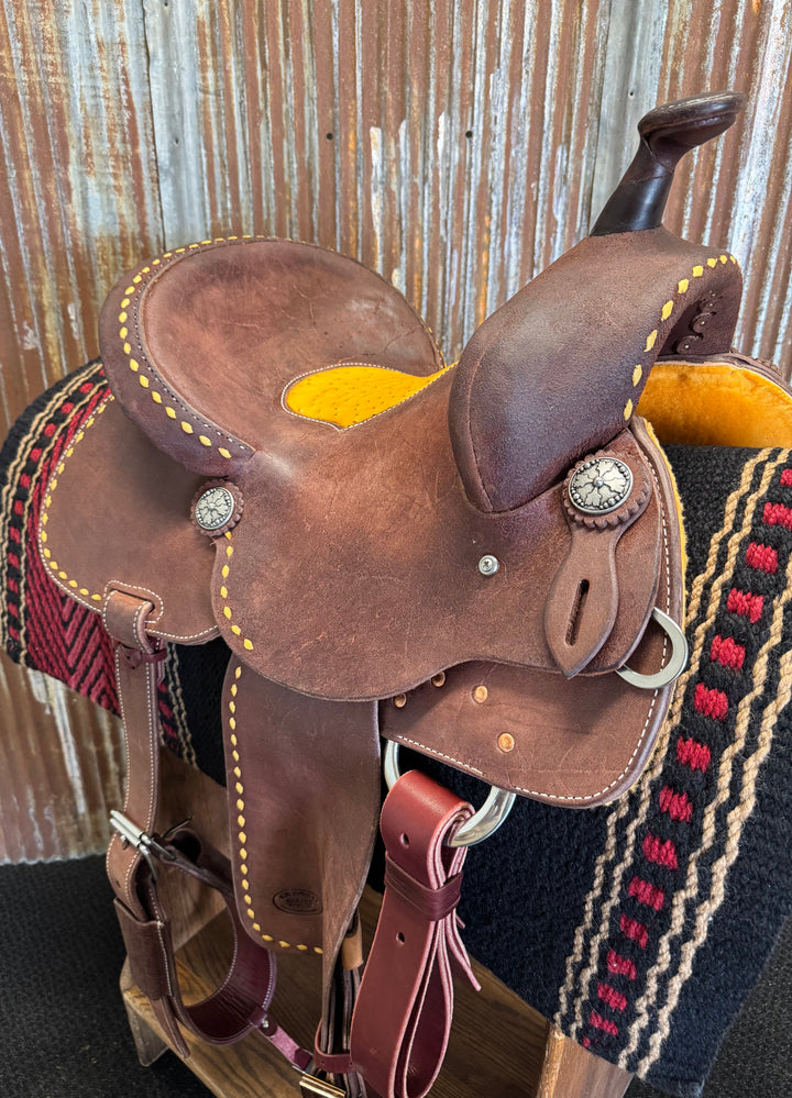 RW Bowman Golden Buckstitch Ostrich Barrel Saddle