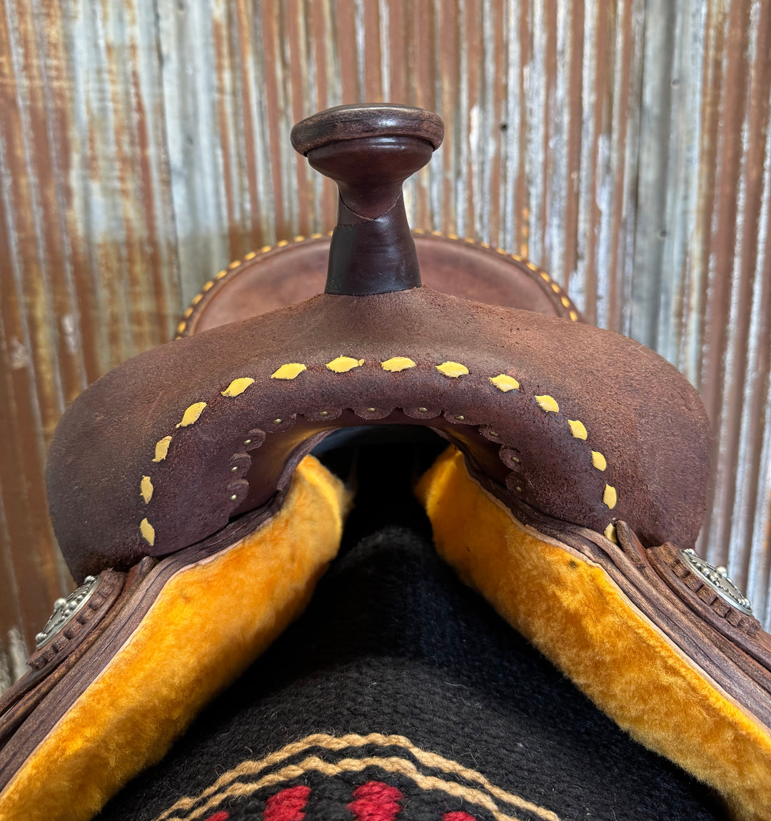 RW Bowman Golden Buckstitch Ostrich Barrel Saddle