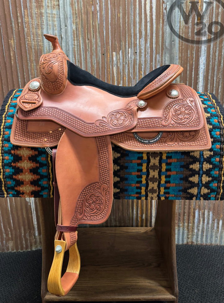 RW Bowman Custom Golden Oiled Reining Saddle Western Saddle
