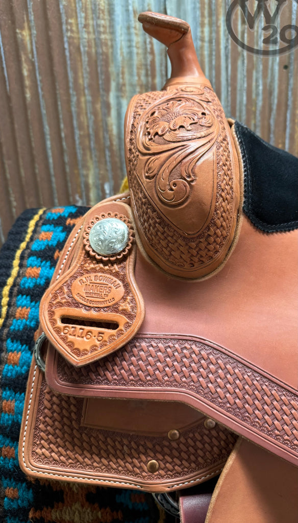 RW Bowman Custom Golden Oiled Reining Saddle Western Saddle