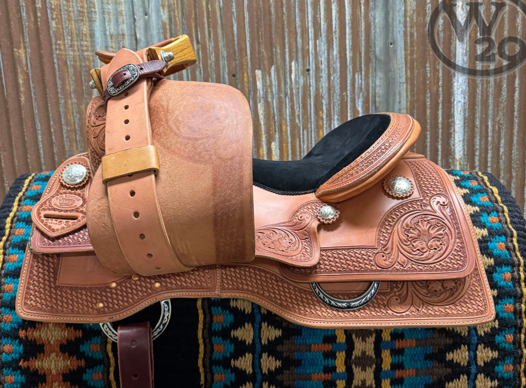 RW Bowman Custom Golden Oiled Reining Saddle Western Saddle