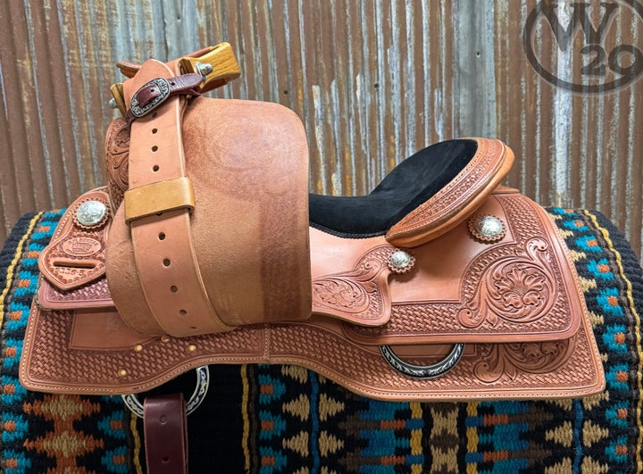 RW Bowman Custom Golden Oiled Reining Saddle Western Saddle