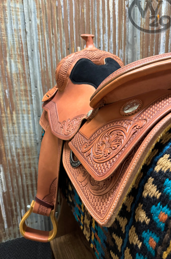 RW Bowman Custom Golden Oiled Reining Saddle Western Saddle