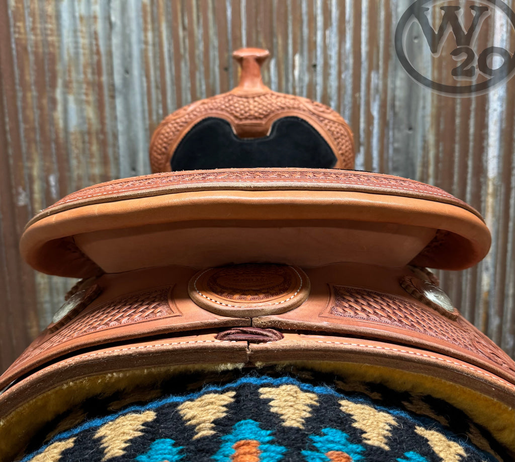 RW Bowman Custom Golden Oiled Reining Saddle Western Saddle