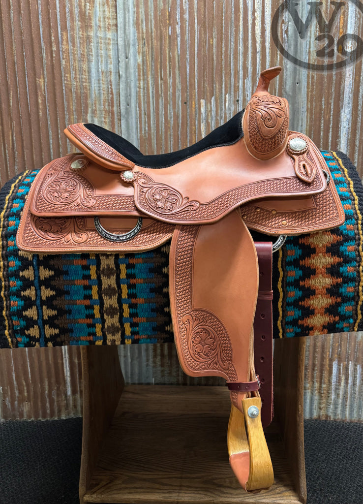 RW Bowman Custom Golden Oiled Reining Saddle Western Saddle