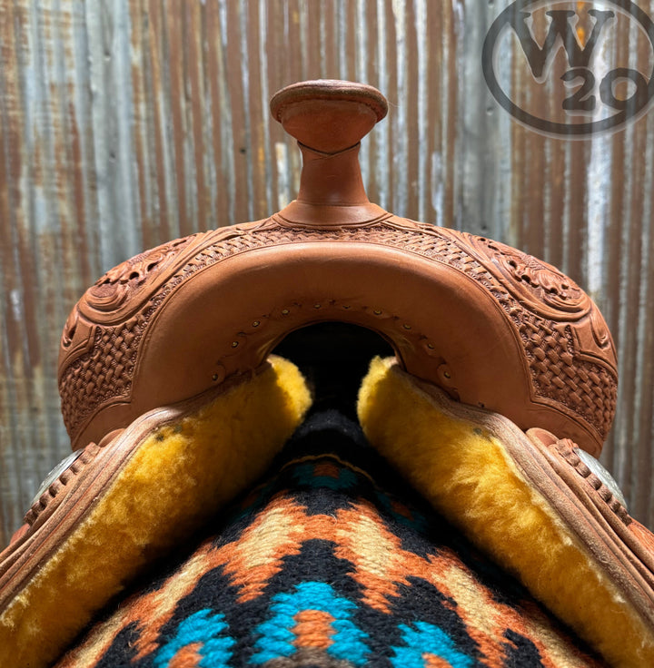 RW Bowman Custom Golden Oiled Reining Saddle Western Saddle