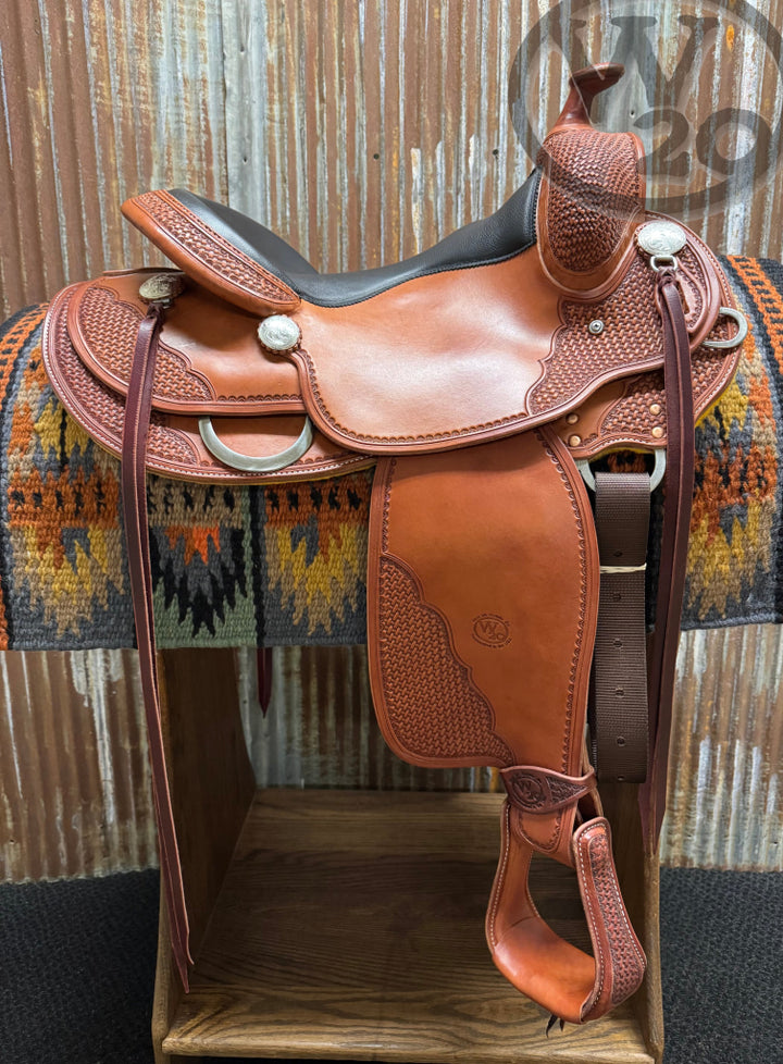 West 20 Custom Chestnut Round Skirt Trail Saddle by RW Bowman Western Saddle