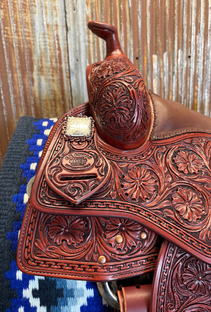 Custom West 20 Antiqued Medium Oiled Reining Saddle by RW Bowman