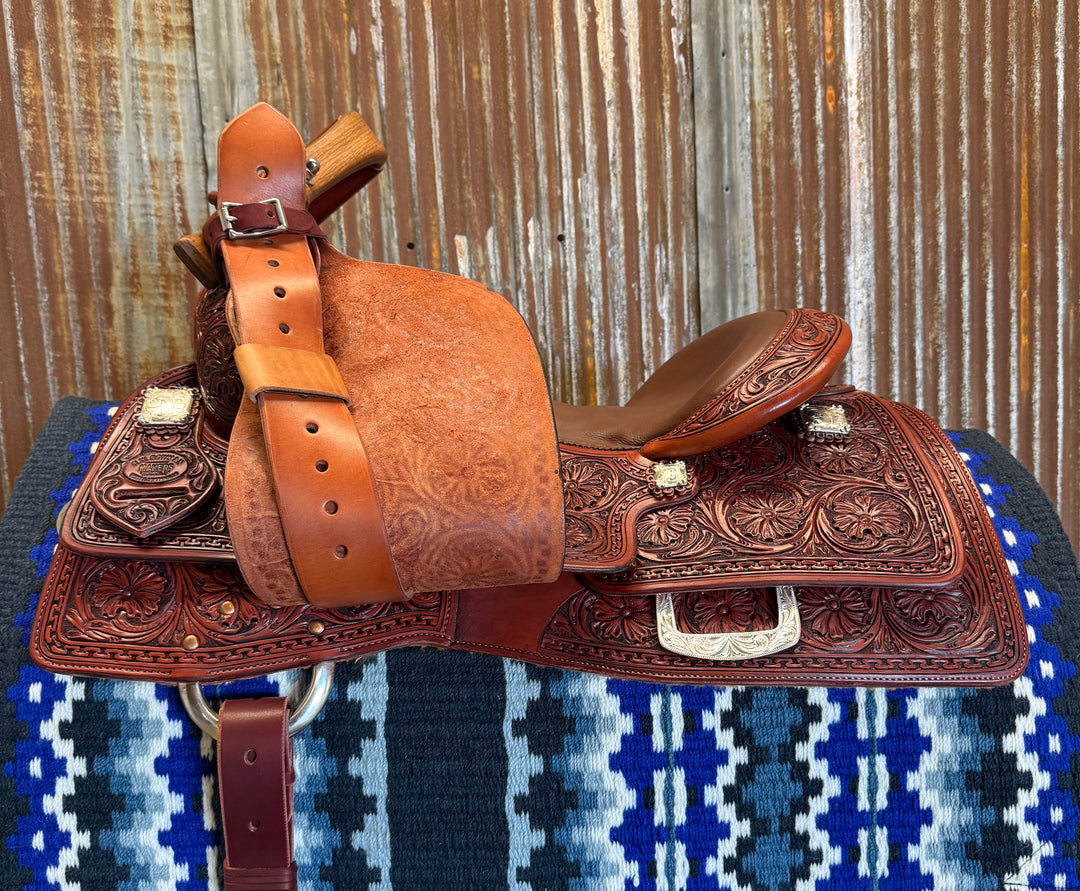 Custom West 20 Antiqued Medium Oiled Reining Saddle by RW Bowman
