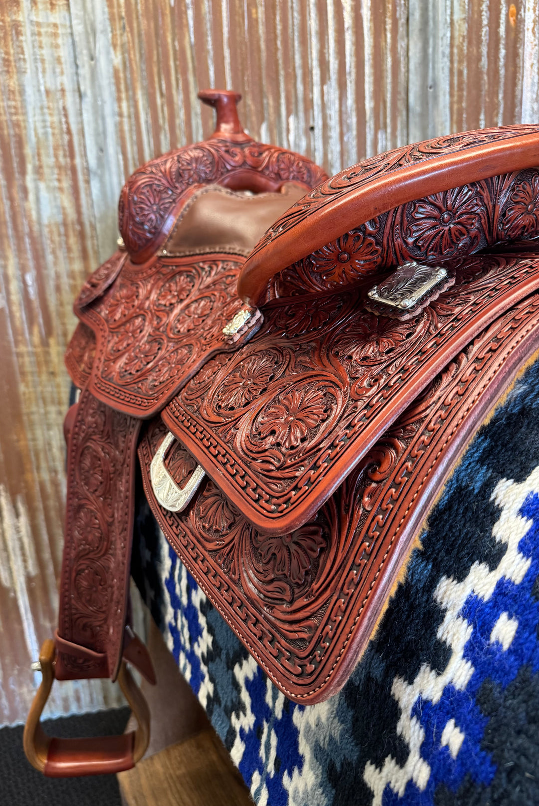 Custom West 20 Antiqued Medium Oiled Reining Saddle by RW Bowman