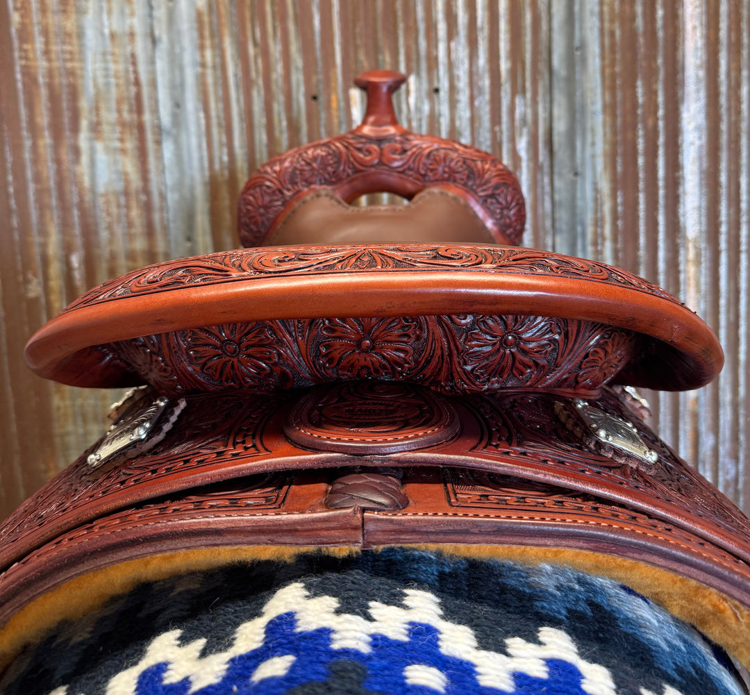 Custom West 20 Antiqued Medium Oiled Reining Saddle by RW Bowman