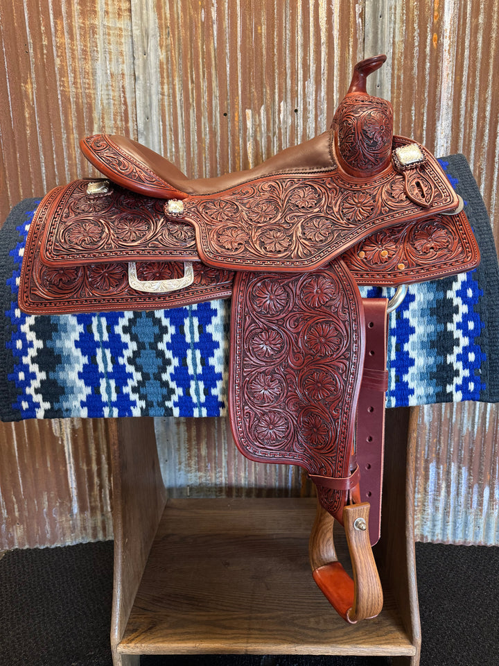 Custom West 20 Antiqued Medium Oiled Reining Saddle by RW Bowman