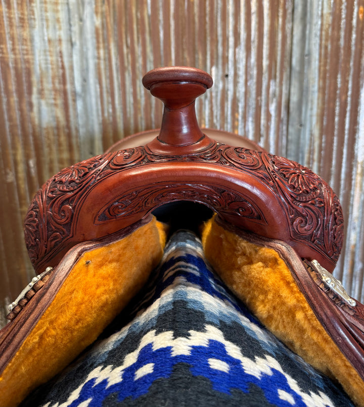 Custom West 20 Antiqued Medium Oiled Reining Saddle by RW Bowman