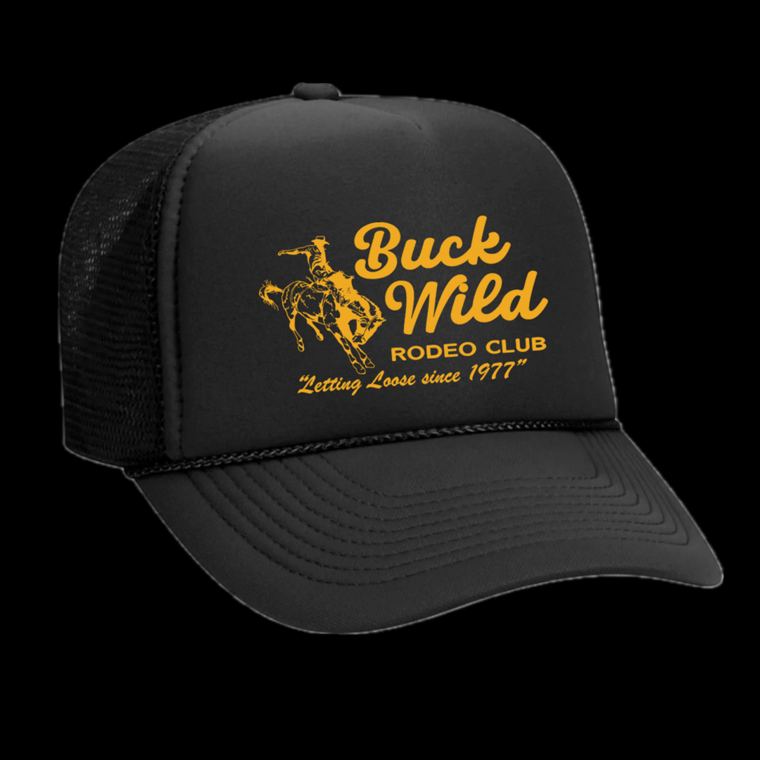 Rodeo Hippie Black Buck Wild Trucker Cap