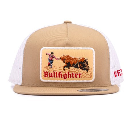 Vexil Bullfighter Logo Khaki and White Ball Cap - West 20 Saddle Co.