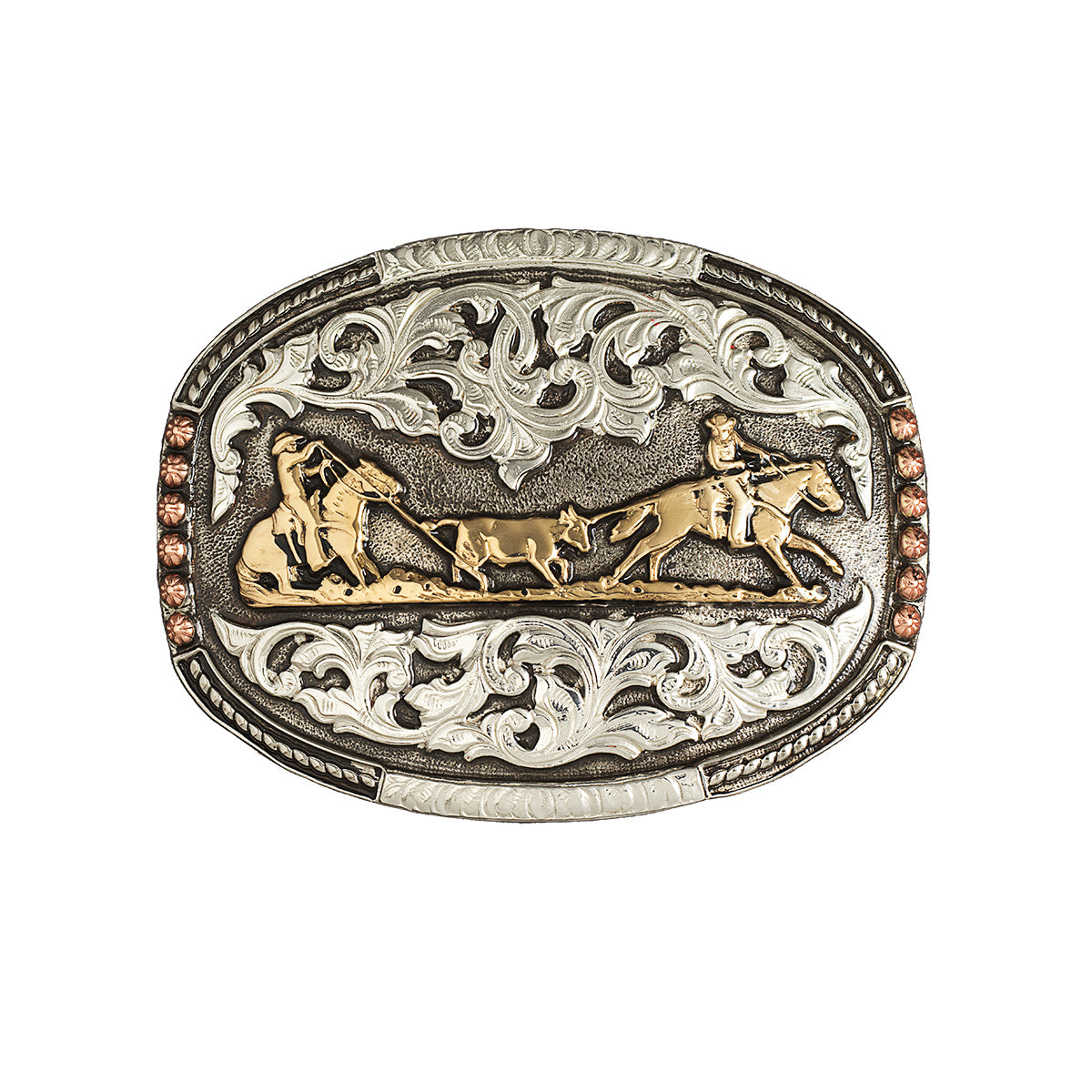 M&F good Western Products Inc Heritage Mexico Silver Tone Barrel Racing Belt Buckle