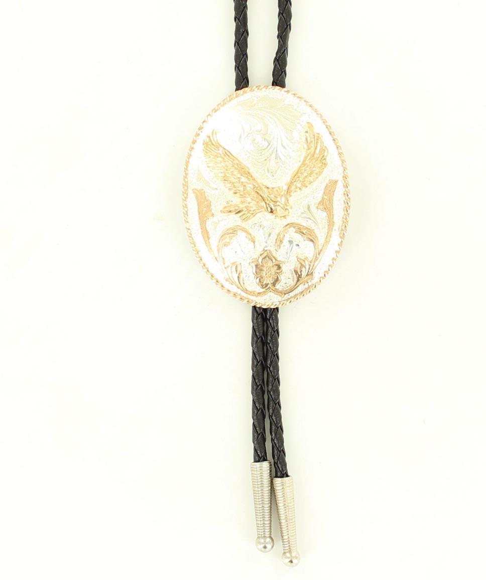 Crumrine Silver Oval with Gold Eagle Bolo Tie - West 20 Saddle Co.