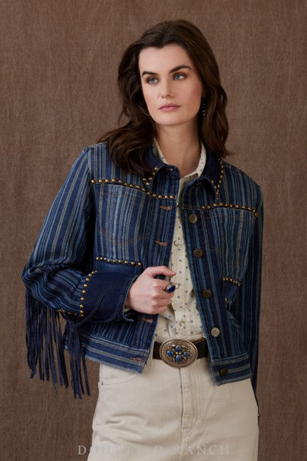 Double D Ranchwear Denim Pitchwagon Ticking Jacket