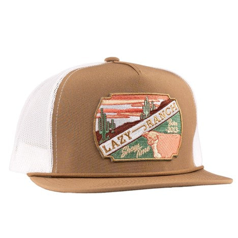 Lazy J Ranch Coyote Brown & White Desert Show Time Classic Rope Trucker Hat