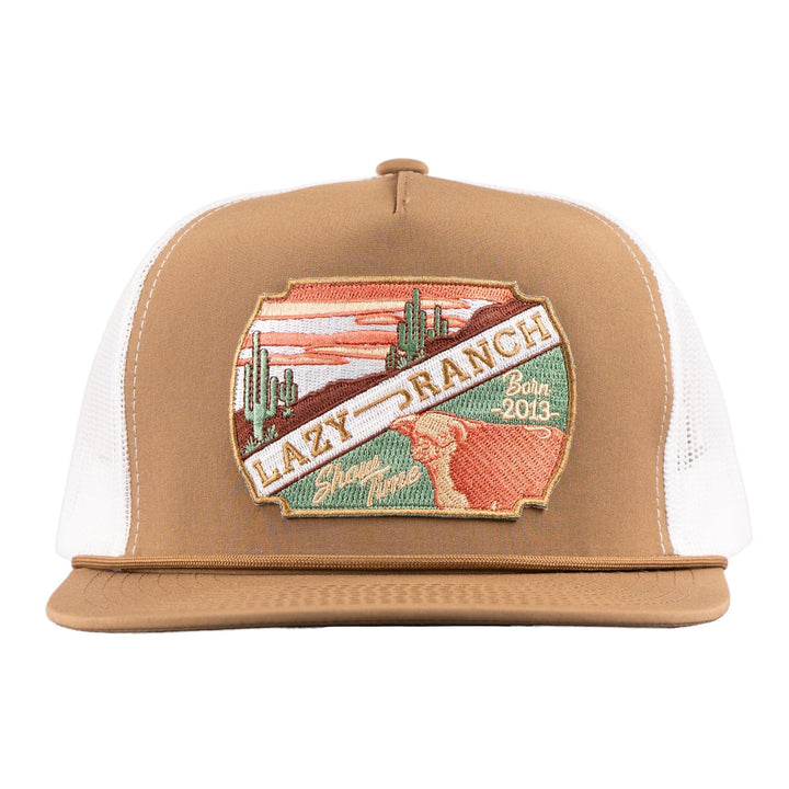 Lazy J Ranch Coyote Brown & White Desert Show Time Classic Rope Trucker Hat