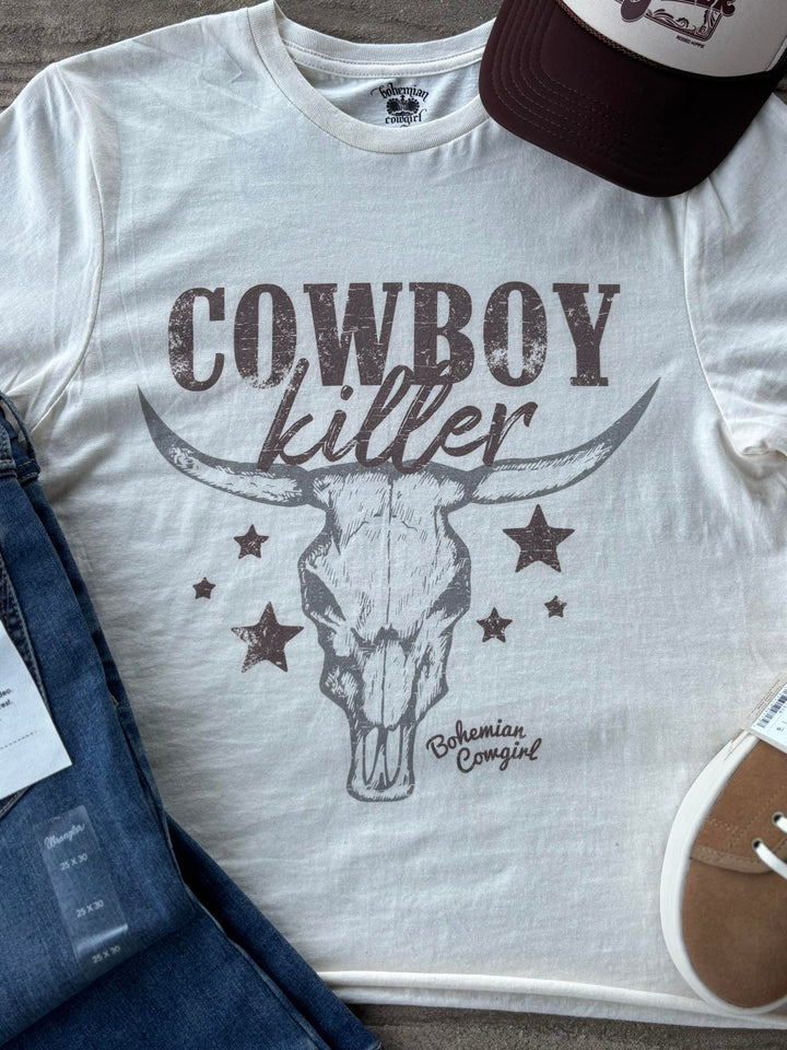 Bohemian Cowgirl Cement Cowboy Killer Crop Tee