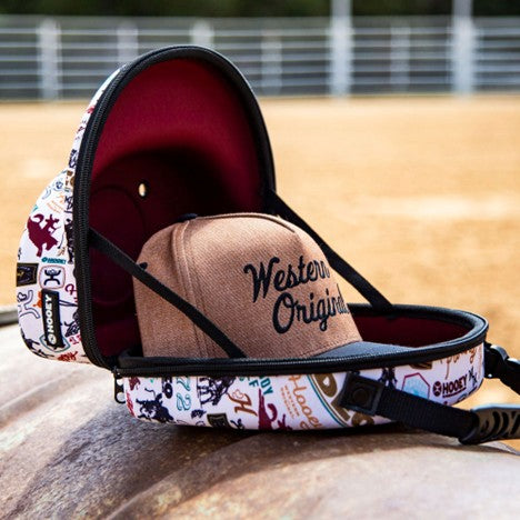 Hooey Cream and Burgundy Rodeo Print Cap Carrier