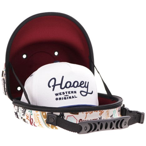 Hooey Cream and Burgundy Rodeo Print Cap Carrier