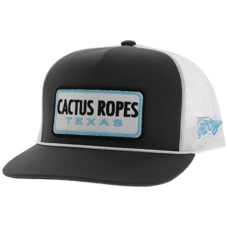 Hooey Grey and White Cactus Ropes Hat with Turquoise Patch