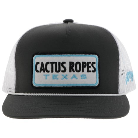 Hooey Grey and White Cactus Ropes Hat with Turquoise Patch