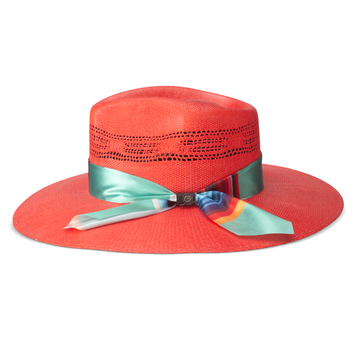 Charlie 1 Horse Coral Summer Serape Straw Hat