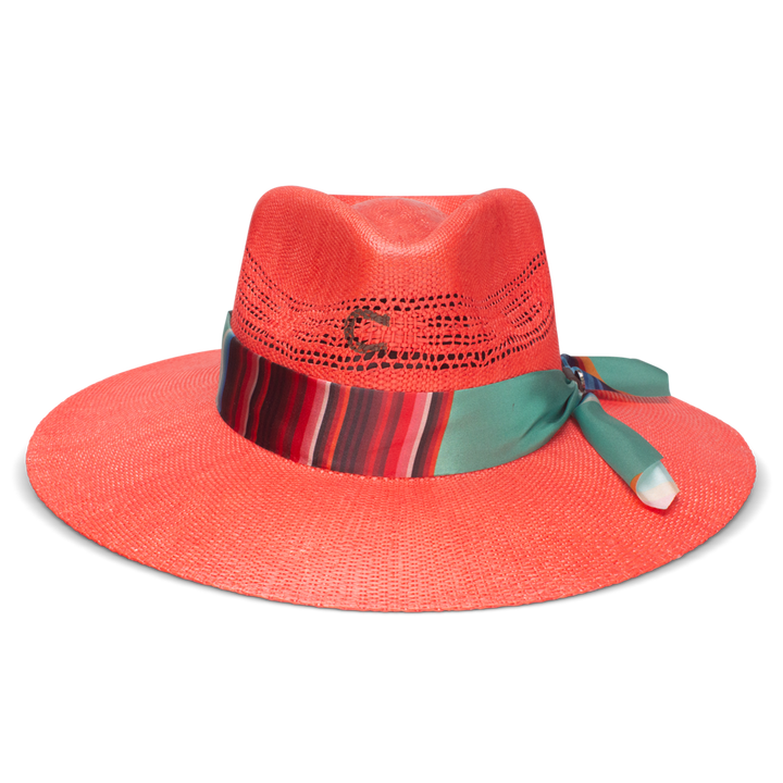 Charlie 1 Horse Coral Summer Serape Straw Hat
