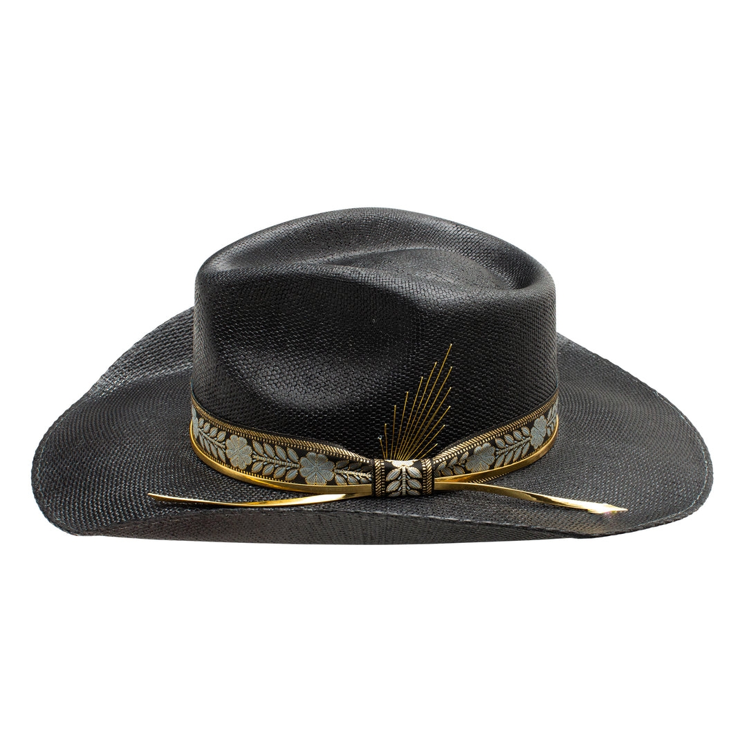 Charlie 1 Horse Black Wildflower Straw Hat